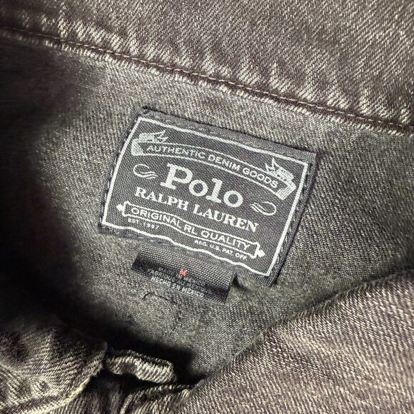 Polo Ralph Lauren RL Varsity Football Bulldog Denim Jean Jacket Mens M Black - Picture 5 of 10